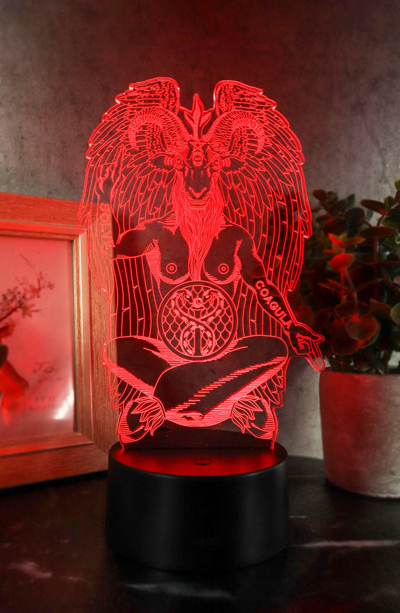 Ebros Sabbatical Goat Baphomet Acrylic Panel Colorful LED Night Light