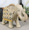 Silver Grey Accent Mosaic Design Noble Elephant With Trunk Up Statue 9"L Decor