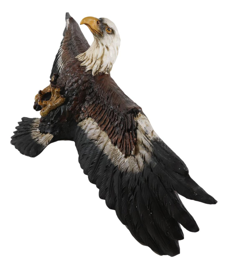Majestic Bald Eagle Flying with Wide Open Wings Wall Hanging Floating Shelf 22"L