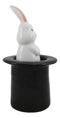 White Rabbit In Black Magician Top Hat Ceramic Salt Pepper Shakers Collectible