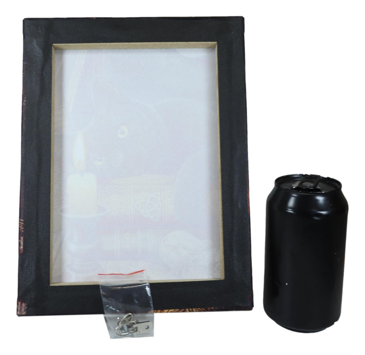 Witching Hour Black Cat By Candle And Spellbooks Wood Framed Canvas Wall Decor - Ebros Gift