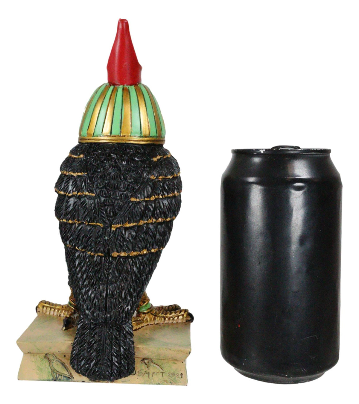 Egyptian God of The Sky Horus Falcon Bird With Pschent Crown On Base Figurine