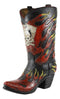 Western Flames Crossbones Skull Poker Cards Cowboy Boot Vase Planter Figurine