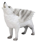 Ebros Snow Angel Wings Native Tribal Howling Wolf Totem Spirit Figurine Collection 6"L
