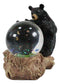 Ebros Rustic American Papa & Mama Black Bears W/ Cubs Small Glitter Water Globe