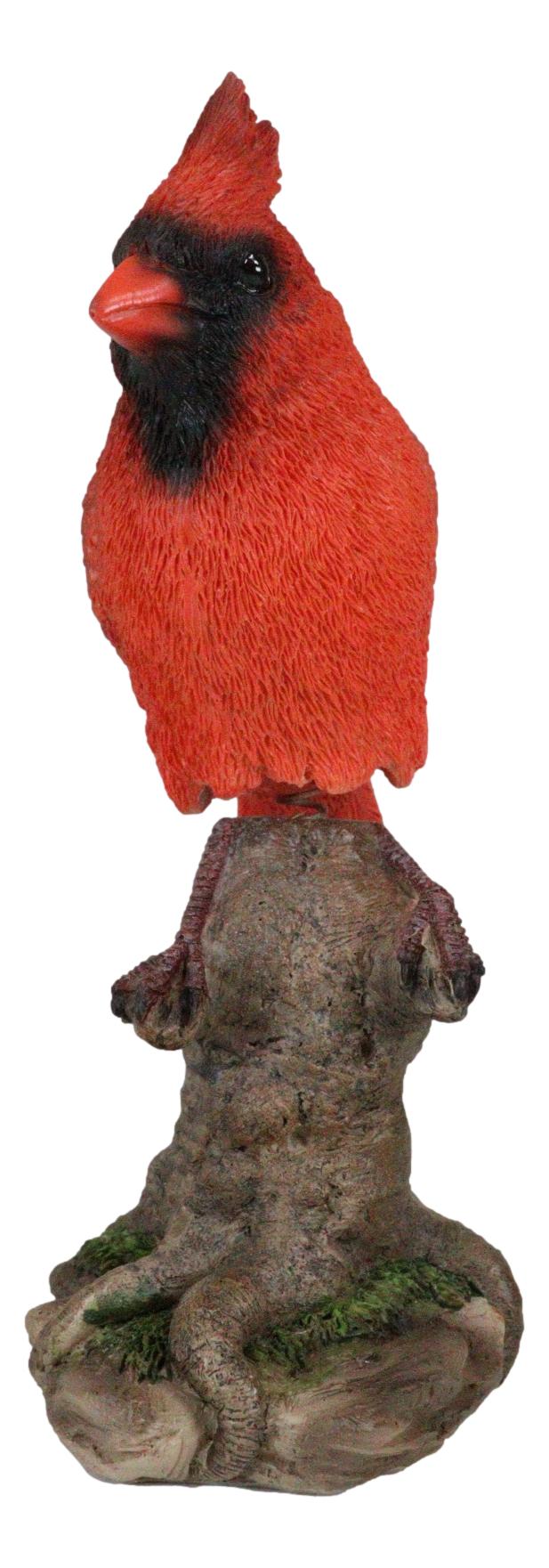 Wild Northern Red Cardinal Bird Perching on Tree Stump Spring Bouncing Figurine