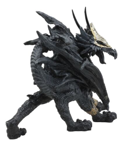 Tharos The Blue Sapphire Golden Armored Dragon Statue 10"Long Fantasy Home Decor