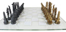 Ebros Egyptian Gods Monuments King Tut & Nefertiti Chess Pieces With Glass Board Set