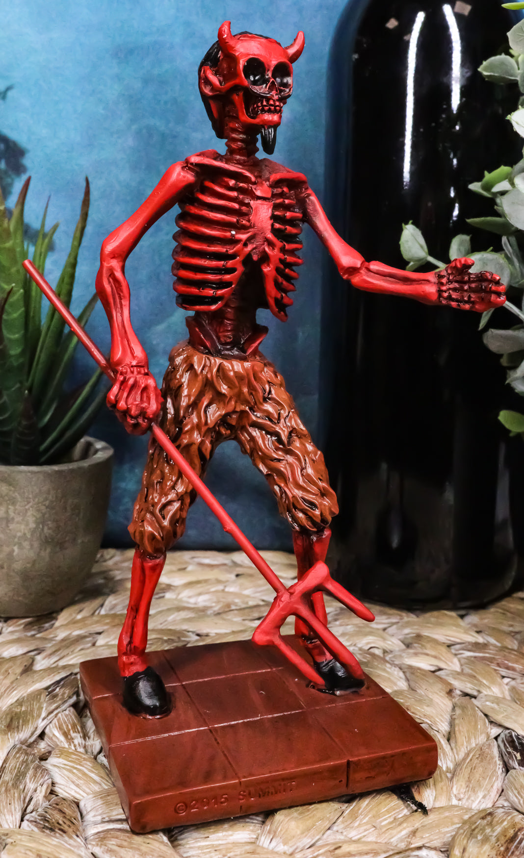 El Diablo Demon Reaper With Fork Skeleton Day of The Dead Figurine