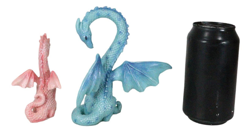 Ebros Valentines Cupid Love Dragon Couple Set of Two Blue and Pink Dragon Statue