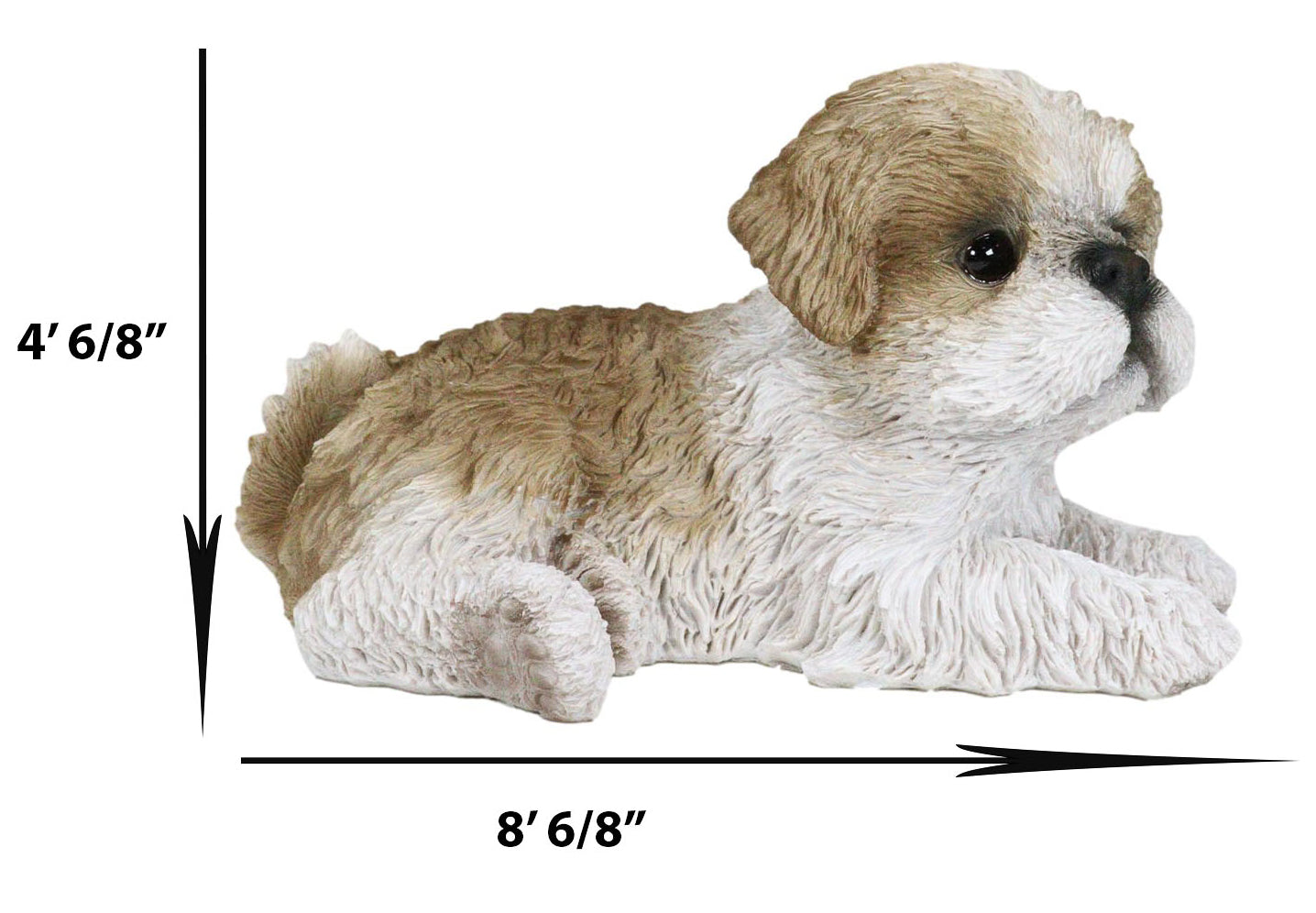 Lifelike Adorable Shih Tzu Dog At Rest With Glass Eyes Figurine Pet Pa