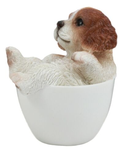 Ebros Mini Adorable Cavalier King Charles Spaniel Dog Teacup Statue Pet Pal 2.5"H