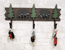 Ebros Rustic 2 Black Bear 3D Silhouettes With 3 Pine Trees 3-Peg Cast Iron Wall Hooks