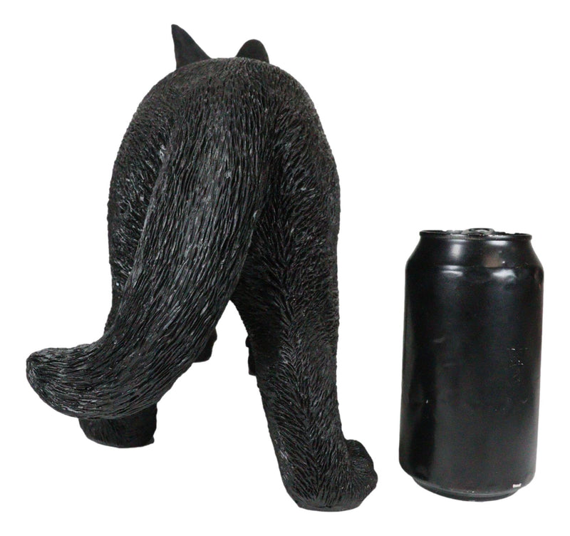 Large Lifelike Mystical Standing Black Cat Kitten Statue With Glass Eyes15"L