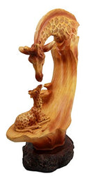 Ebros 9.5"H Wildlife Safari Giraffe Family Scene Decorative Faux Wood Figurine