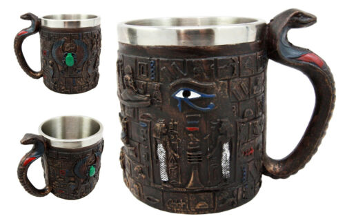 Ebros Egyptian Eye Of Horus Amulet Wedjat Mug Drink Coffee Cup Winged Scarab Beetle