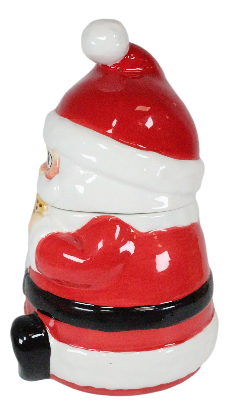 Ebros Whimsical North Pole Santa Claus With Milk And Cookie Ceramic Jar With Lid 10"H