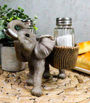 Ebros Savanna Calls Trumpeting Elephant Glass Salt And Pepper Shakers Holder Set