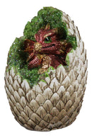 Red Thinker Baby Dragon In Faux Crystal Geode Scaly Egg LED Night Light Figurine