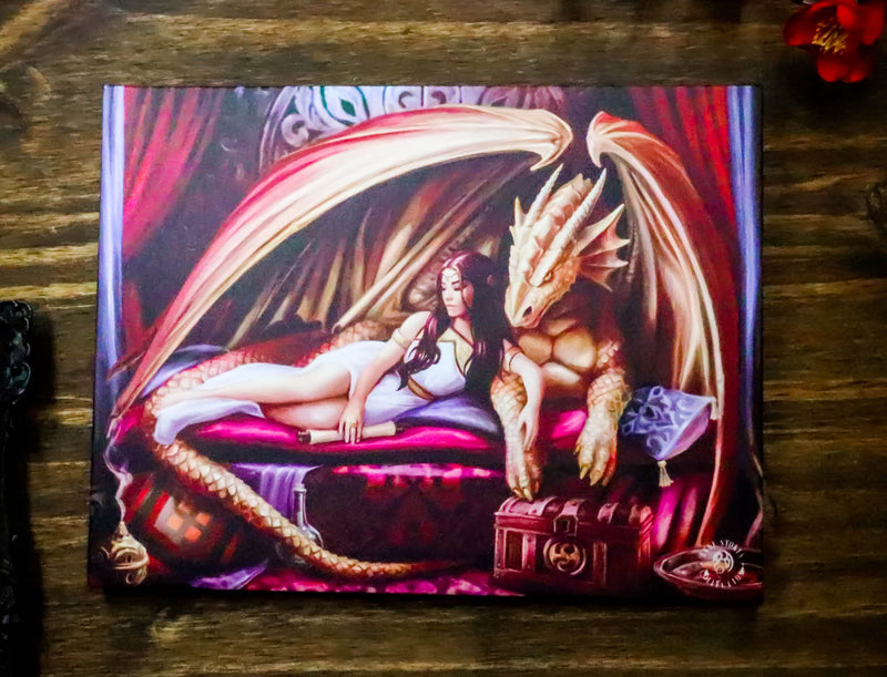 Ebros Anne Stokes Inner Sanctum Dragon Queen Wood Framed Picture Canvas Decor
