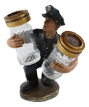 Police Man Officer Cop In Blue Uniform Kneeling Salt Pepper Shakers Holder