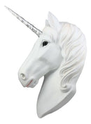 Ebros Her Majesty White Unicorn Wall Head Mount Decor 3D Figurine Ancient Rampart Fabled Steed Silver Horned Unicorn Wall Decorative Plaque - Ebros Gift