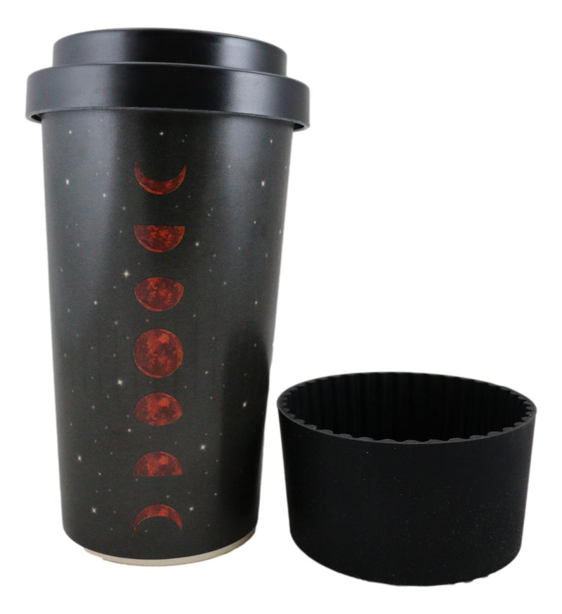 Lunar Moon Phases With Night Stars Reusable Travel Mug Cup W/ Lid And Sleeve