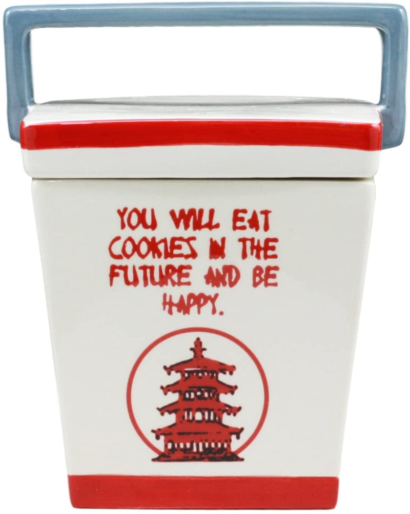 Ebros Gift Ebros Ceramic Chinese Food Take Out Box Cookie Jar With Seal  Tight Lid 8.5Tall