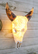 Rustic Country Tooled Filigree Steer Bull Cow Skull LED Light Wall Decor Plaque