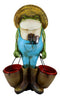 Green Thumb Frog Toad With Trowel and Fork Carrying Pails Planter Vase Statue