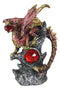 Fire Ember Dragon Guarding Weathered Tree of Life With Red Crystal Gem Figurine