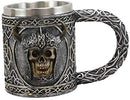 Ebros Viking Skull With Bison Horned Helmet Drinking Mug 24oz w/ Celtic Pattern