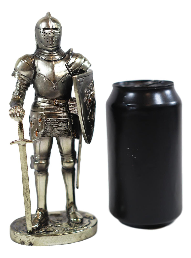 Ebros Sir Geoffrey English Champion Knight Figurine 7"Tall Lion Heraldry Shield