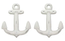 Ebros Gift 5.75" Tall Cast Iron Rustic Vintage Sailor White Nautical Ocean Sea Ship Anchor 2 Pegs Wall Hook Coastal Harbor Ships Anchors Decorative Accent Hooks for Keys Leashes Hats Coats (2)