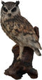 Realistic Nature Wildlife Eurasian Eagle Owl Perching On Tree Statue 14.25"Tall