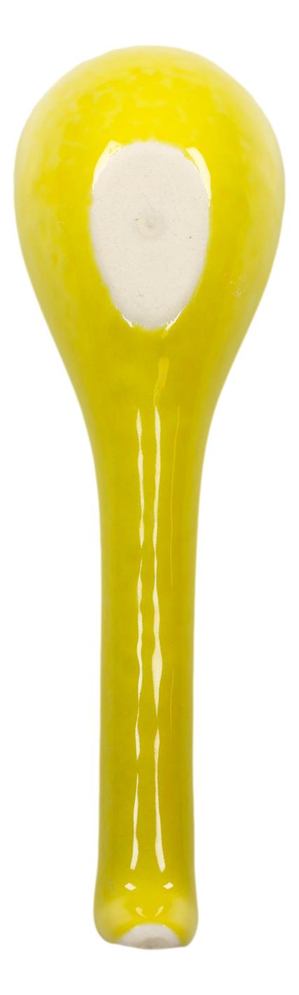 Ebros Japanese Modern Porcelain Soup Spoons With Ladle Hook Pack Of 6 (Yellow)