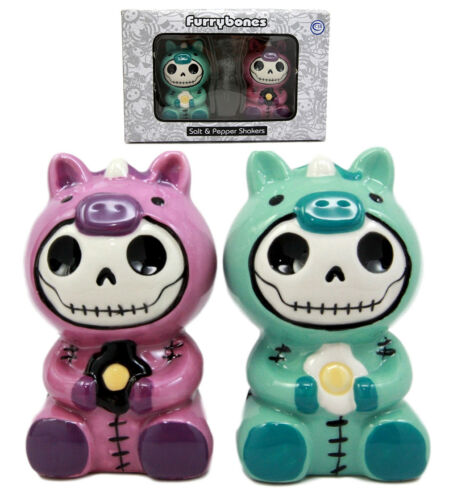 Ebros Furry Bones Unicorn Salt And Pepper Shakers Ceramic Set Voodoo Unie - Ebros Gift