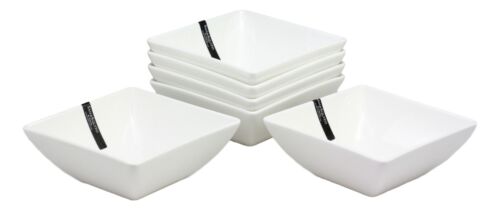 Ebros Pack Of 6 Kitchen And Dining Modern Contemporary Design Porcelain Square Bowls 18 Ounces 5.25"Dia Restaurant Supply Grade Dishwasher And Microwave Safe Perfect For Appetizers Dipping Sauces Soup