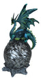 Elemental Jade Firnen Dragon Resting On LED Gyrosphere Orb Night Light Figurine