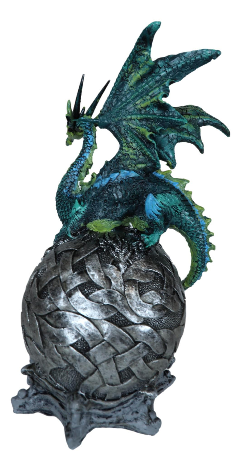 Elemental Jade Firnen Dragon Resting On LED Gyrosphere Orb Night Light Figurine