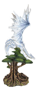 Large Arctic Frost Fury Dragon Perching On Rainforest Giant Tree Canopy Figurine