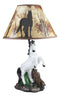 Ebros White Rearing Wild Horse Stallion Desktop Table Lamp With Nature Shade