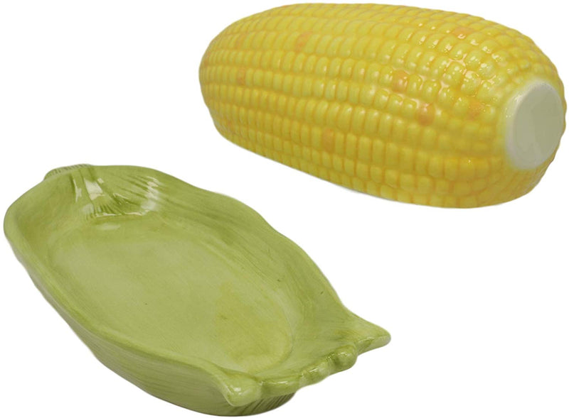 Ebros 8.5" Long Realistic Peeled Corn Ear Shaped Butter Holder Dish Container