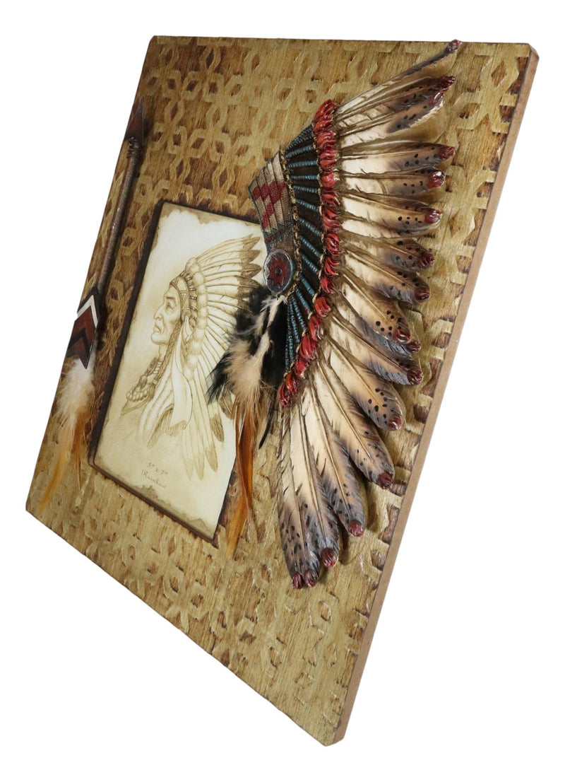 Southwest Native Tribal Indian Headdress with Feathers Arrow 5"X7" Picture Frame