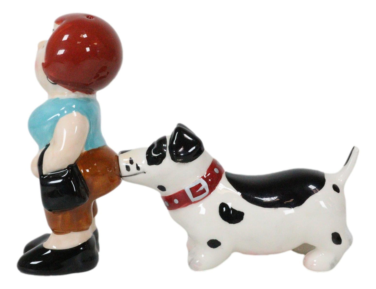 Ouch! Lady And The Tramp Dog Kissing Magnetic Ceramic Salt Pepper Shakers Set - Ebros Gift