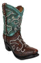 Ebros Set of 2 Western Cowboy Turquoise Boots Make Up Tools Pencil Pen Holder Figurine