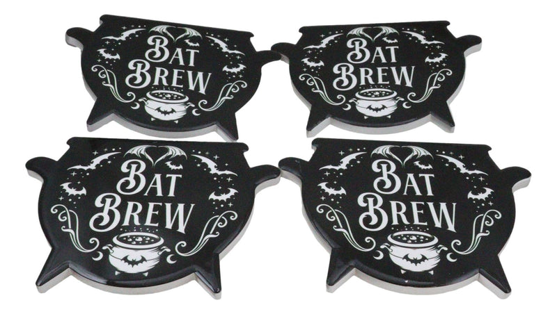 Set Of 4 Wicca Occult Bat Brew Vampire Bats Cauldron Ceramic Cork Coasters