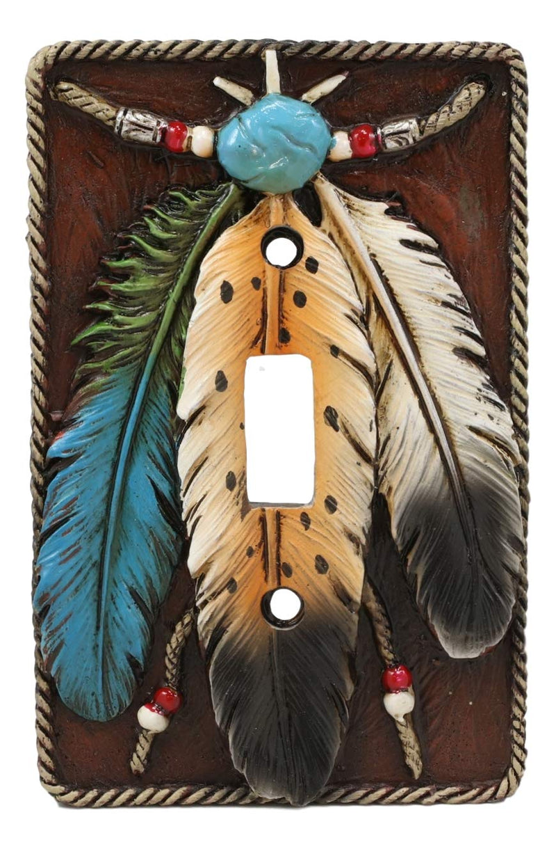 Ebros Southwestern Tribal 3 Feathers (Single Toggle Switch Cover Set of 2)