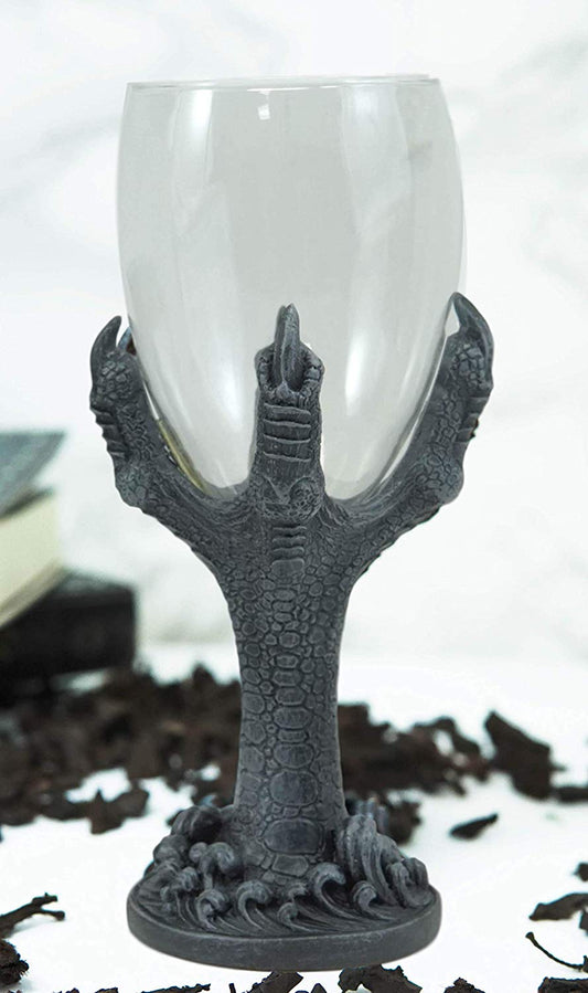Ebros Gothic Dragon Claws 8oz Wine Glass Goblet Chalice Cup - Ebros Gift