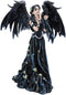 Ebros Gothic Raven Crow Angel in Black Floral Gown Statue 11.5" Tall Nene Thomas